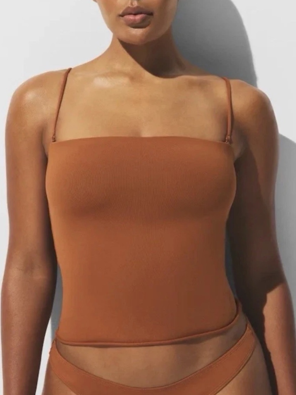 SKIMS Classic Swim Convertible Bandeau Top BT-BAN-9607W Bronze Bikini Small NWT